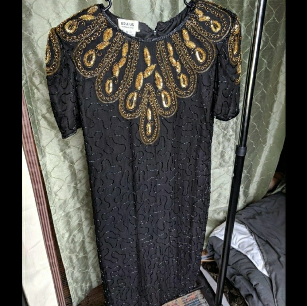 Vintage Silk Sequin/Beaded Dress